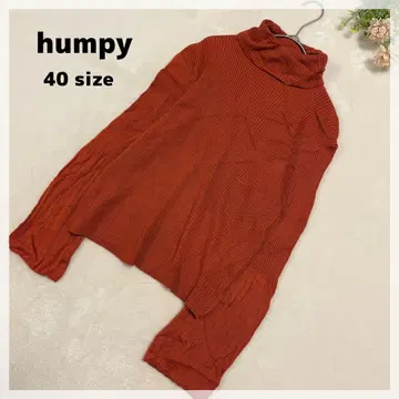 [햄피] 리브 니트 터틀 상의 40 테라코타 오렌지 울 혼방