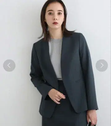 INDIVI 노카라 자켓 다크 그레이