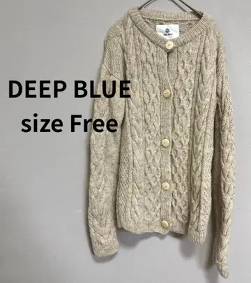 DEEP BLUE 울100% 케이블 짜임 니트 가디건 아이보리 F