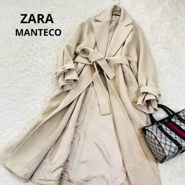 자라 마테코 벨트 포함 롱 코트 울 베이지 벨티드 맥시 길이