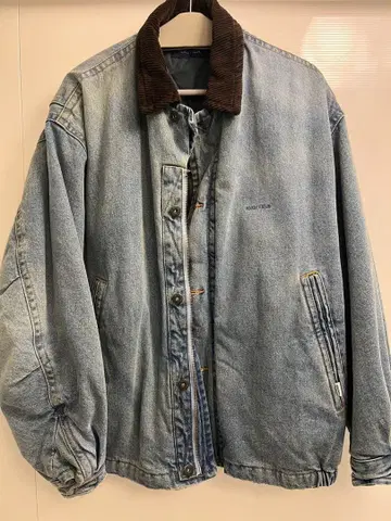 라이트 블루 데님 자켓 코듀로이 옷깃