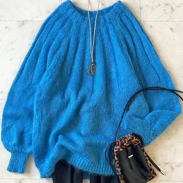 새상품급*저널 스탠다드 울 모헤어 혼방 크루넥 니트 M 블루 긴팔