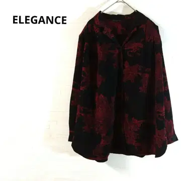 엘레강트 꽃무늬 셔츠 빨간 꽃 어깨 패드 스타일리시 럭셔리 M
