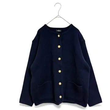T607 BIBAAEDE 레트로 니트 자켓 골드 버튼 네이비 컬러 일본제