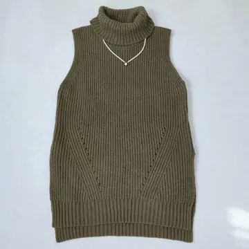 컴시즘 터틀넥 슬리브리스 리브 니트 울 혼방 Y2K M