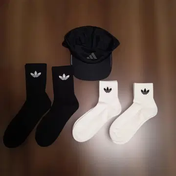 adidas 스포츠 삭스 화이트 블랙 러닝 캡 세트