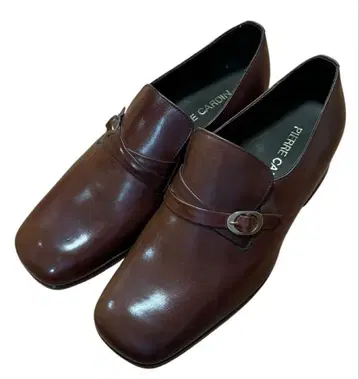 피에르 가르뎅 벨트 디자인 브라운 레더 슈즈