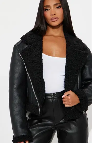 패션 노바 인조 가죽 보아 자켓