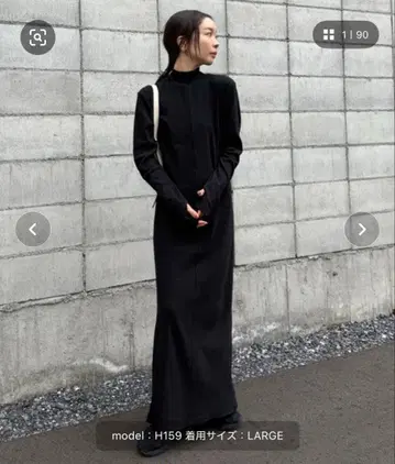 핑거 슬리브 프티 하이 리브 원피스