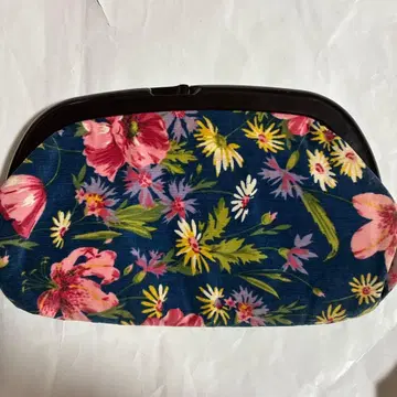 쇼와 시대 꽃무늬 빅 파우치 백 새상품급 레트로 빈티지