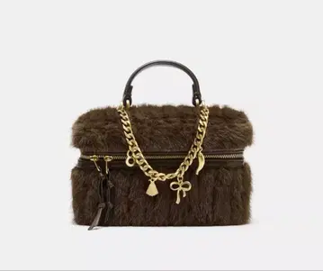 ZARA 퍼 숄더백 다크 브라운