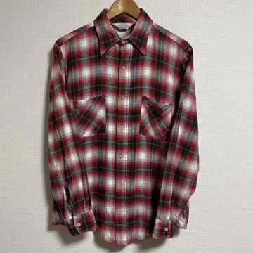 70s Sears 옴브레 체크 플란넬 셔츠 섀도우 빨간색 커트 코베인