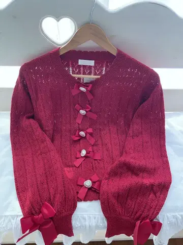 LIZ LISA 하트 펄 시스루 니트 가디건