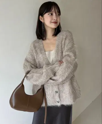 anuans 수리 알파카 니트 가디건