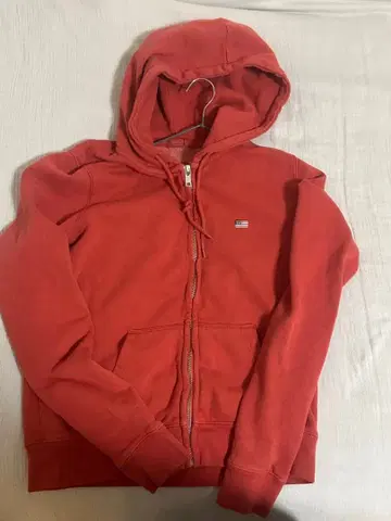 레드 풀 집업 후드 부착 후드티