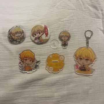 귀멸의 칼날 아가츠마 젠이츠 아크릴 스탠드 캔뱃지 키링 묶음 판매