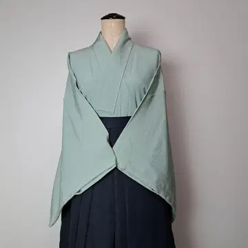 헌상품 궁도 기모노 민트 그린 하마 크레이프 원단