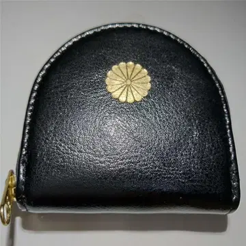 황궁 한정판 국화 문양 코인 케이스 동전 지갑 블랙