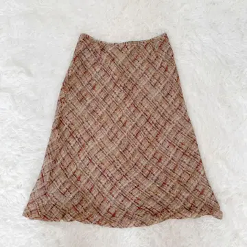 [르 블랑슈] 쉬폰 무릎 기장 스커트 (M) 실크 100%