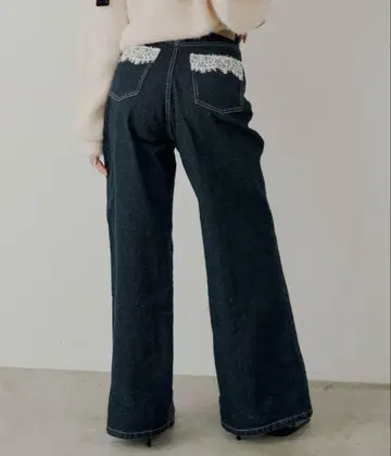 chico 포켓 레이스 와이드 데님