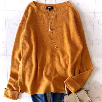 새상품급 띠어리 Theory 캐시미어 혼방 크루넥 니트 오렌지 계열 S