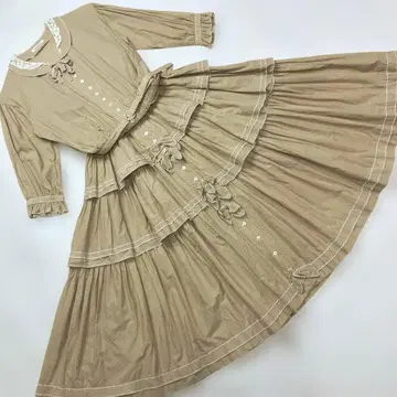 원더풀 월드 베이지 깅엄 체크 단단 원피스