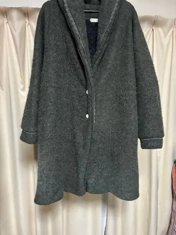 axes femme 후드 부착 그레이 롱 코트