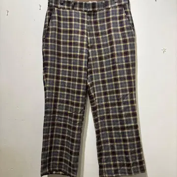 울 100% 체크 무늬 캐주얼 팬츠