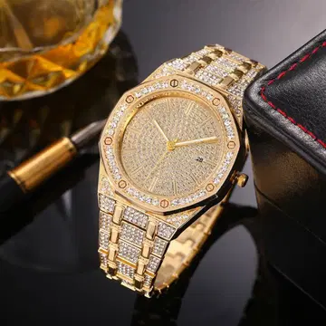 반짝이는 주얼리 손목시계 럭셔리 CZ 다이아 골드1
