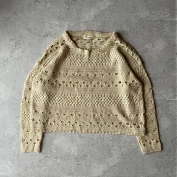 빈티지 니트 시스루 편직 클래식 아카이브 모리걸 베이지