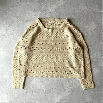 빈티지 니트 시스루 편직 클래식 아카이브 모리걸 베이지