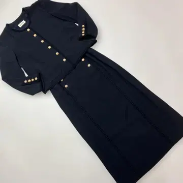 잉게보그 네이비 골드 펄 버튼 자켓+스커트 set