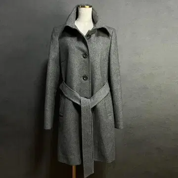 고급 울 x 캐시미어 INDIVI 그레이 코트 40