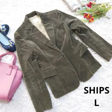 SHIPS 자켓 ( L ) 카키/벨로아/더블 칼라