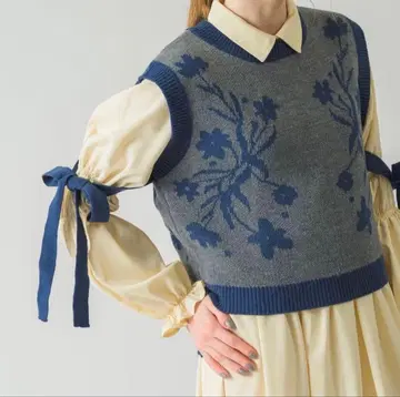 [ idem ] flower jacquard 2way vest