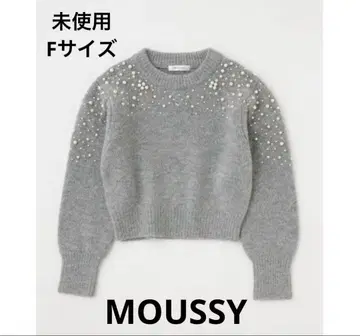 [ 미사용 ] moussy 완판 펄 니트 BEADS DECO 그레이