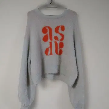 ETHROF 이더브 니트 스웨터 화이트 오렌지 로고