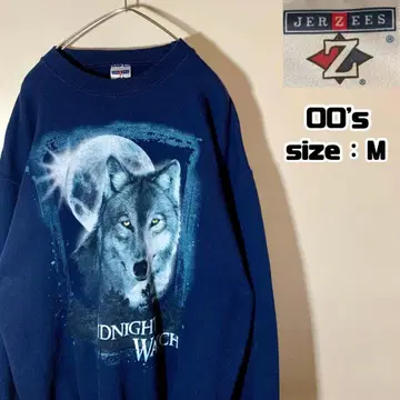 00s JERZEES 저지 맨투맨 애니멀 울프 늑대 두꺼운 원단