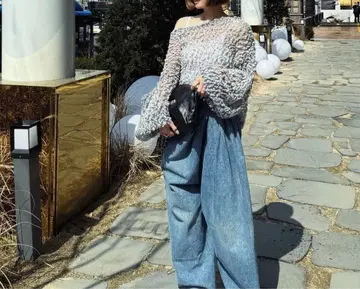 [ 미사용 새상품 ] cygne 팝콘 시스루 니트 Samuel