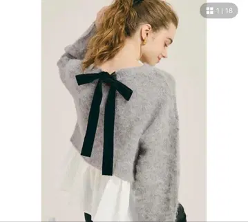 coca 코카 백리본 도킹 니트탑 그레이 L