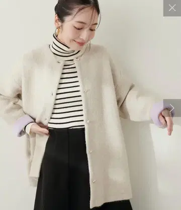 내추럴 꾸뛰르 FOX 혼방 W 페이스 니트 코트