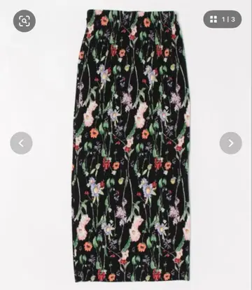 wee9s 플라워 플리츠 스커트