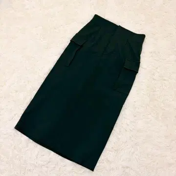 uncrave 타이트 스커트 카고 포켓 짙은 녹색 아름다운 실루엣 내추럴