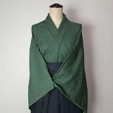 궁도 기모노 심사 그린 컬러 문장 기모노