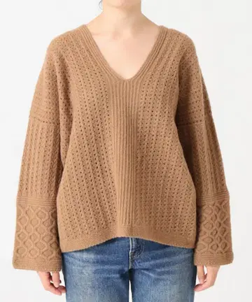 익명 배송 IENA 박스 실루엣 브라운 V넥 니트 스웨터 긴팔