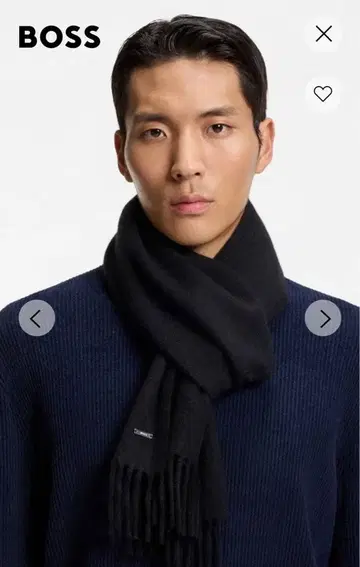 BOSS 이탈리아제 머플러 울 로고 패치