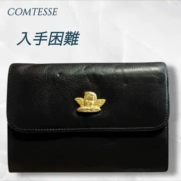 COMTESSE 가죽 천사 이단 접이식 블랙 지갑