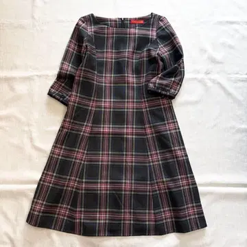 컨디션 최상 요크랜드 빅 사이즈 울 플레어 원피스 체크 13호