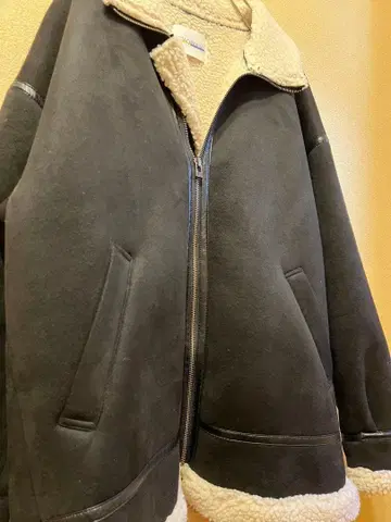 [ CIAOPANIC ] 페이크 무스탕 보아 자켓 블루종 블랙 M