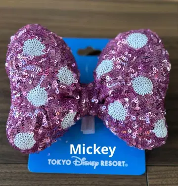 [ 새상품 ] 디즈니 머리끈 미니 리본 스팽글 핑크
